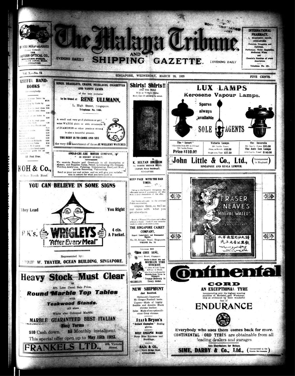 Miniature of Malaya Tribune 28 March 1923