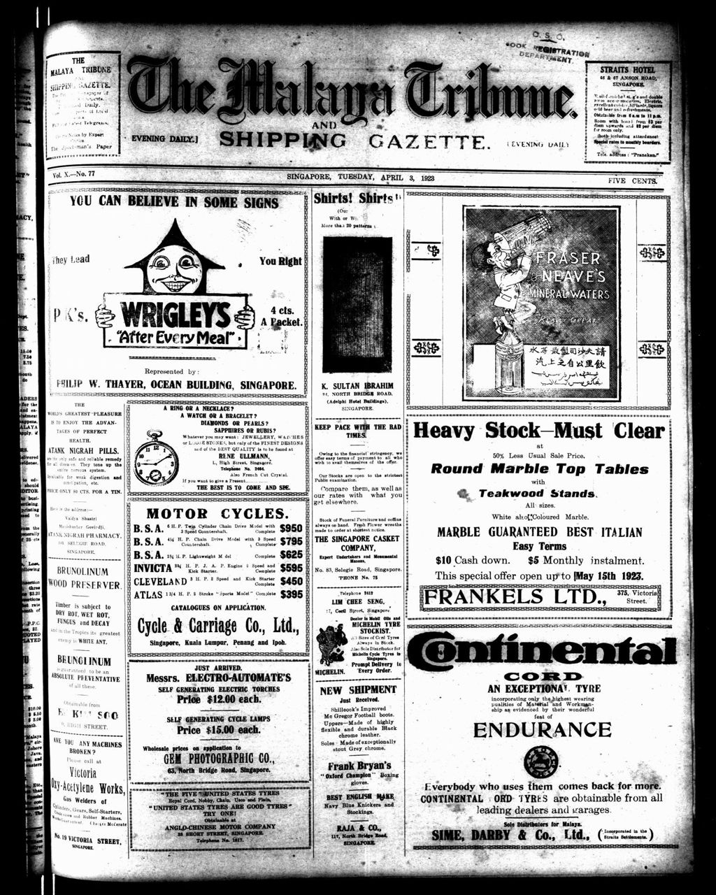 Miniature of Malaya Tribune 03 April 1923