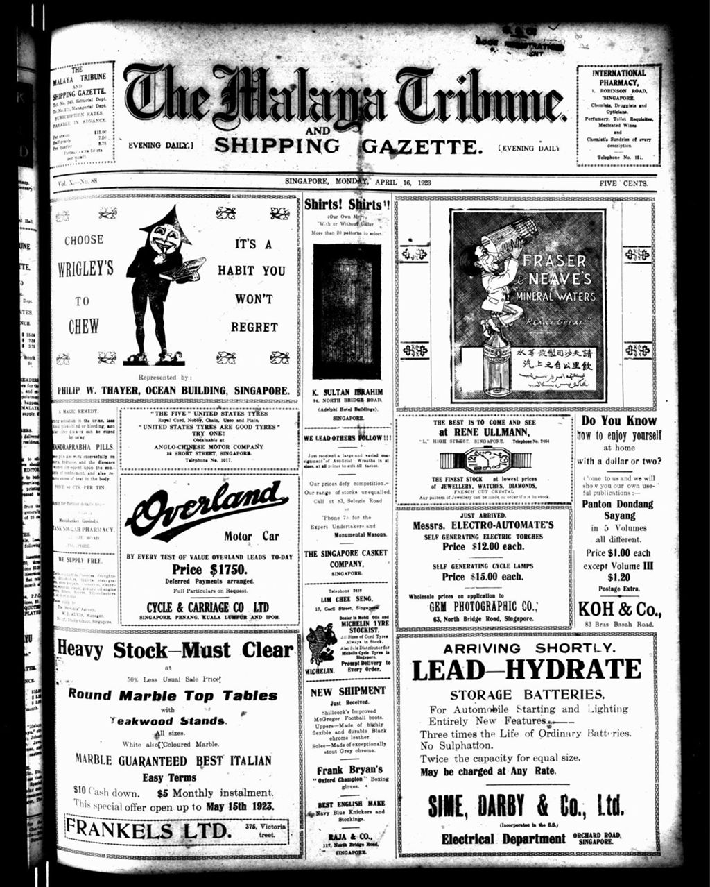 Miniature of Malaya Tribune 16 April 1923