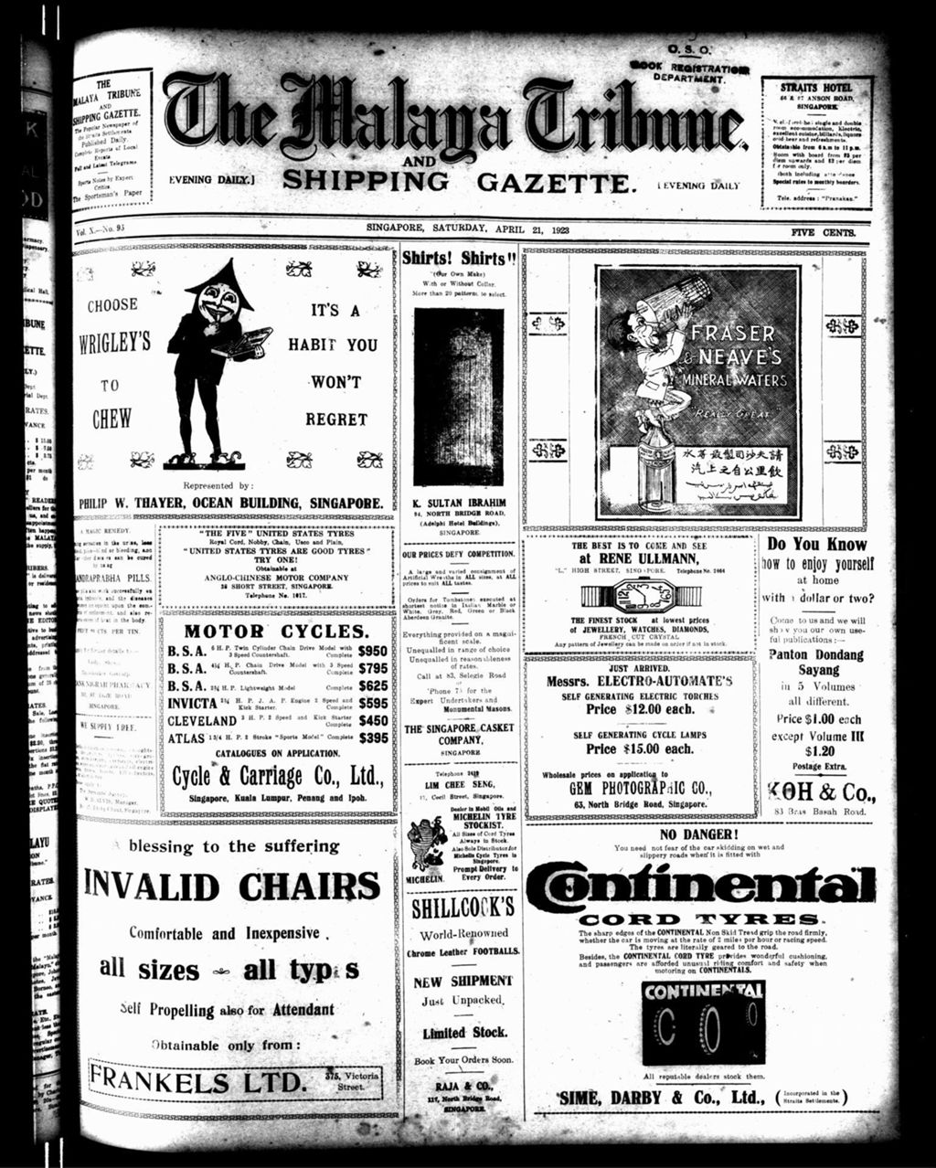 Miniature of Malaya Tribune 21 April 1923