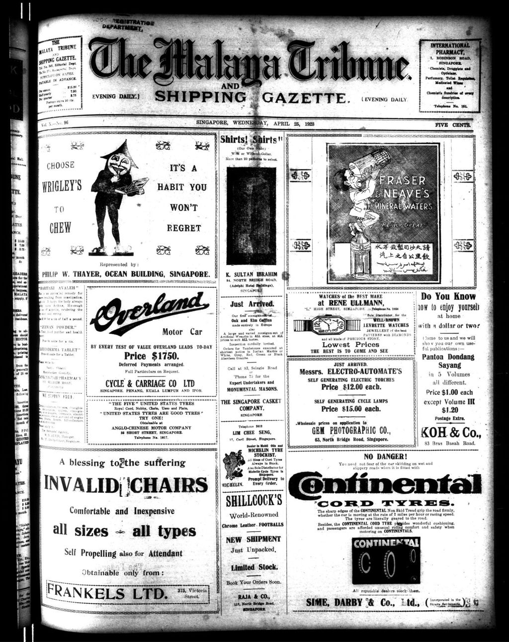 Miniature of Malaya Tribune 25 April 1923