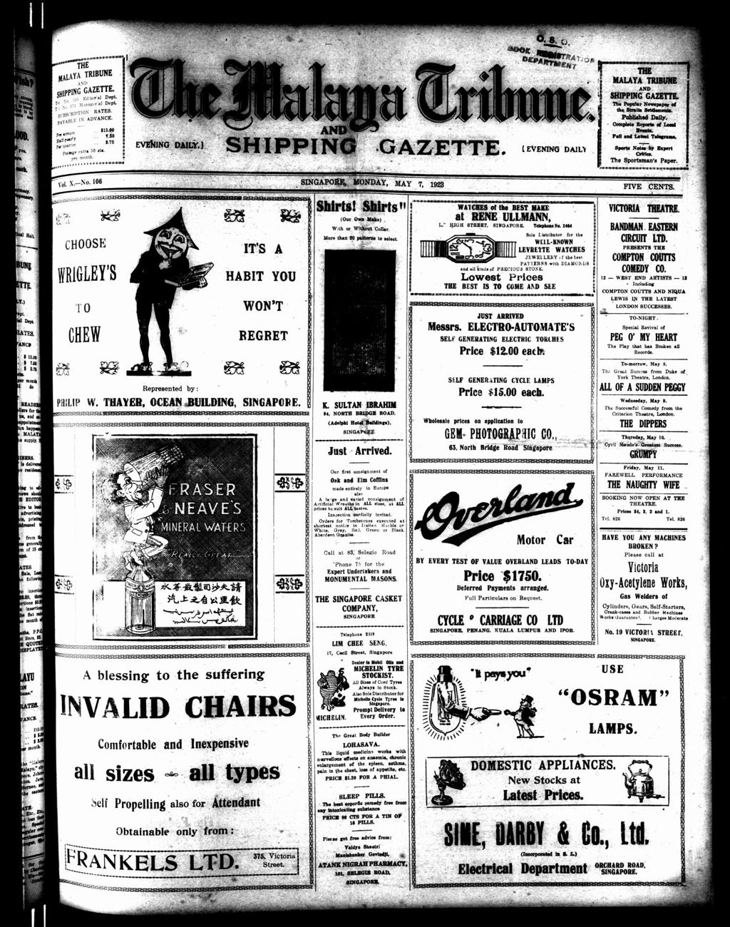 Miniature of Malaya Tribune 07 May 1923