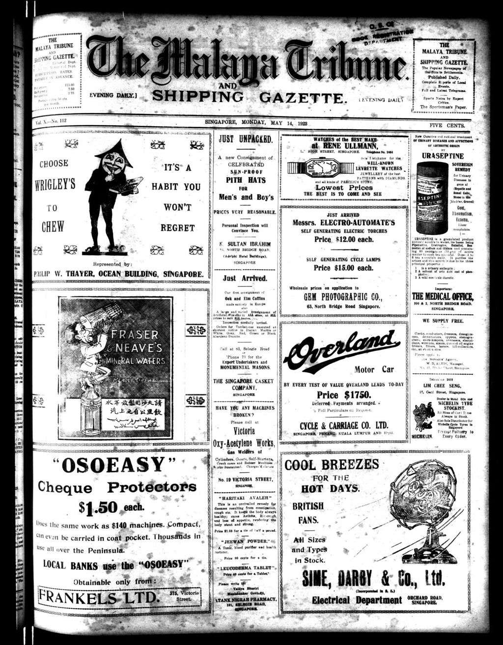 Miniature of Malaya Tribune 14 May 1923