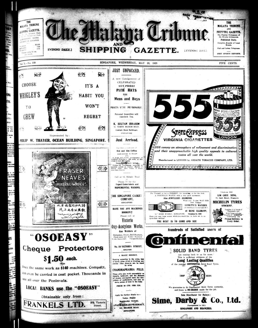 Miniature of Malaya Tribune 23 May 1923