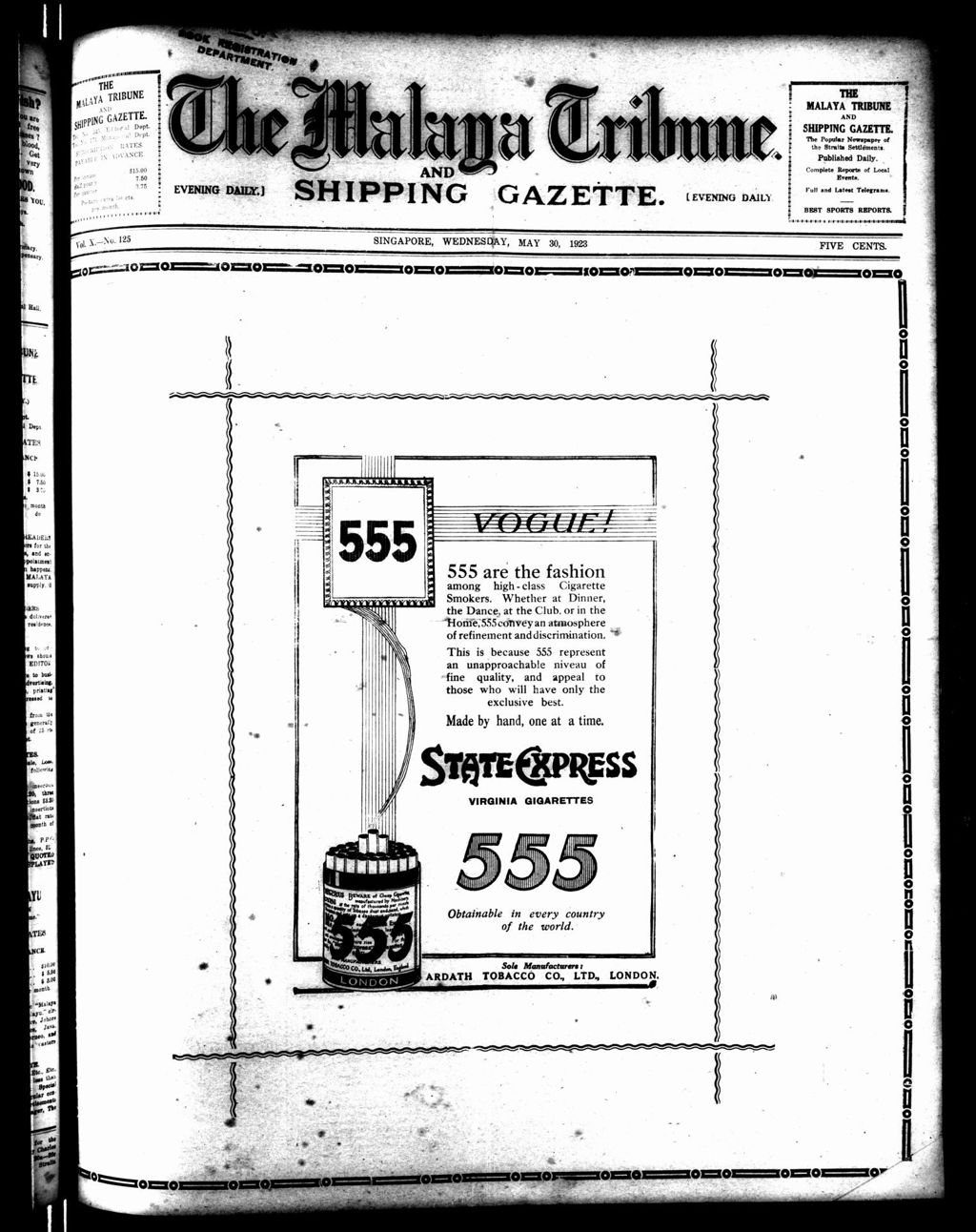 Miniature of Malaya Tribune 30 May 1923