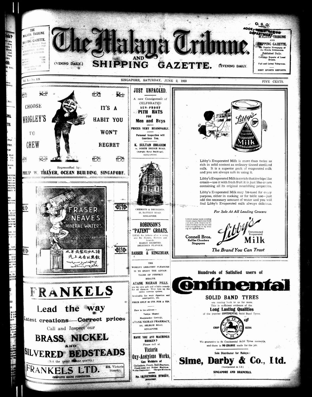 Miniature of Malaya Tribune 02 June 1923