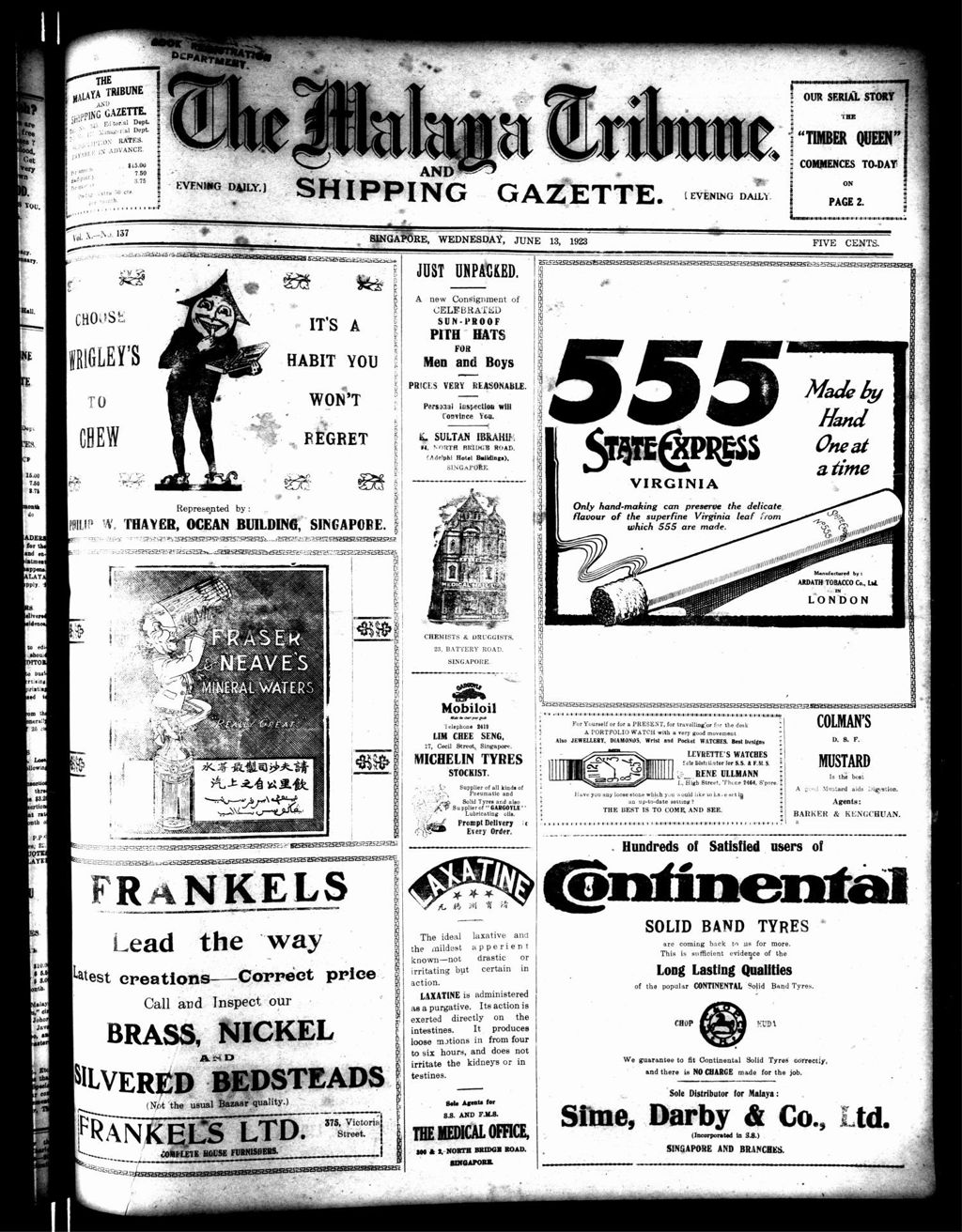 Miniature of Malaya Tribune 13 June 1923