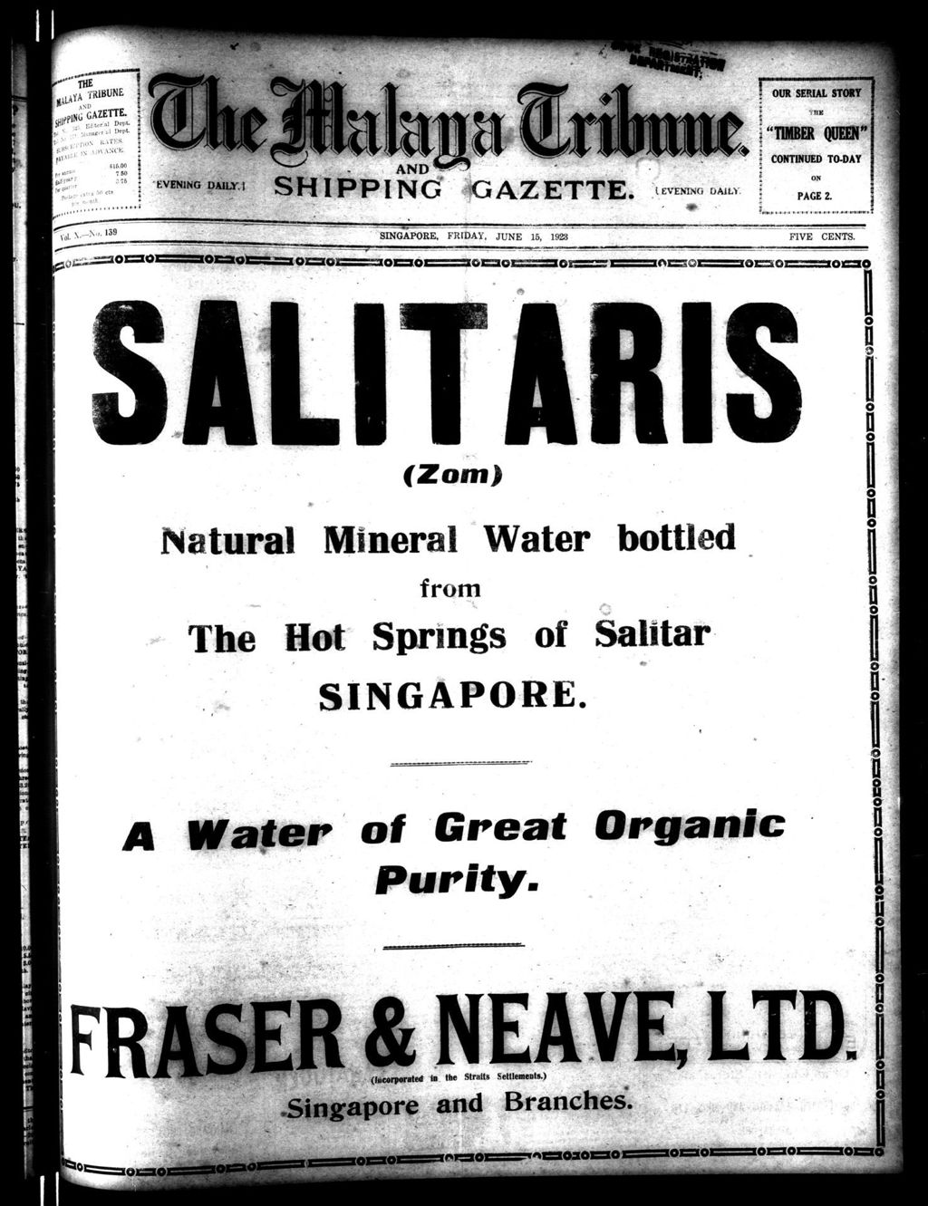 Miniature of Malaya Tribune 15 June 1923