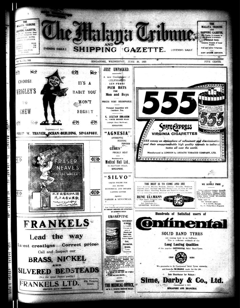 Miniature of Malaya Tribune 20 June 1923