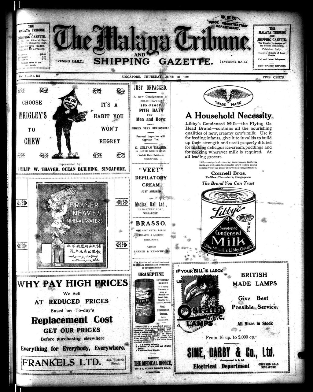 Miniature of Malaya Tribune 28 June 1923