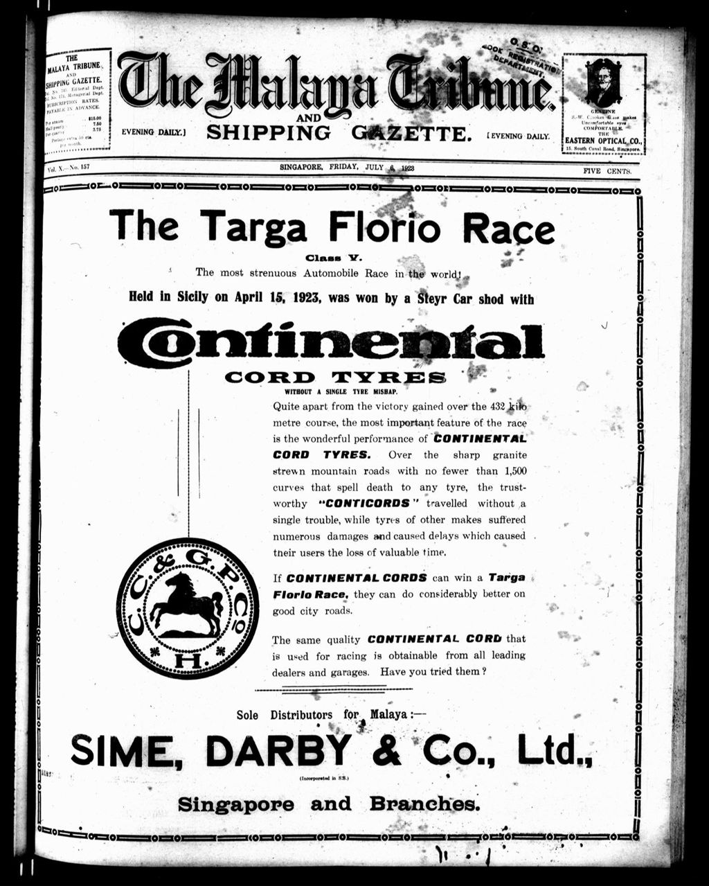 Miniature of Malaya Tribune 06 July 1923