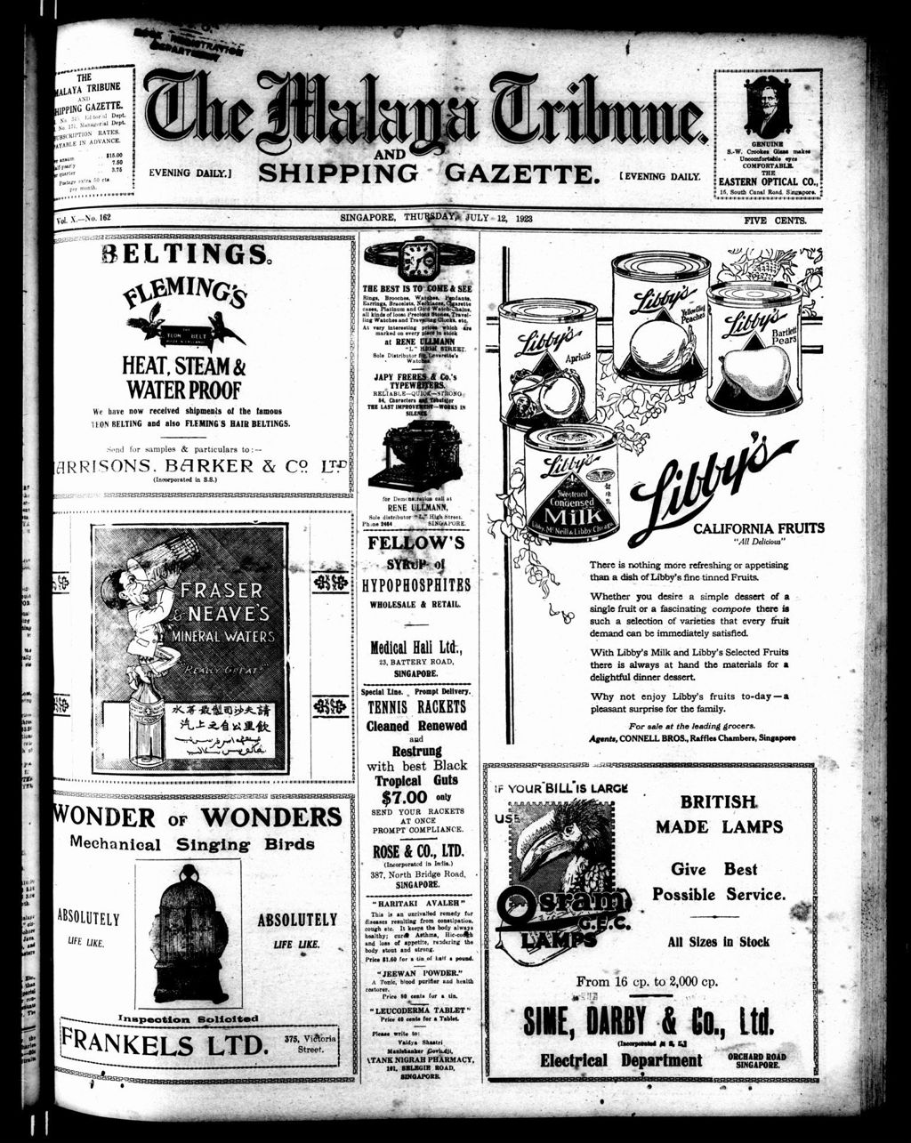 Miniature of Malaya Tribune 12 July 1923