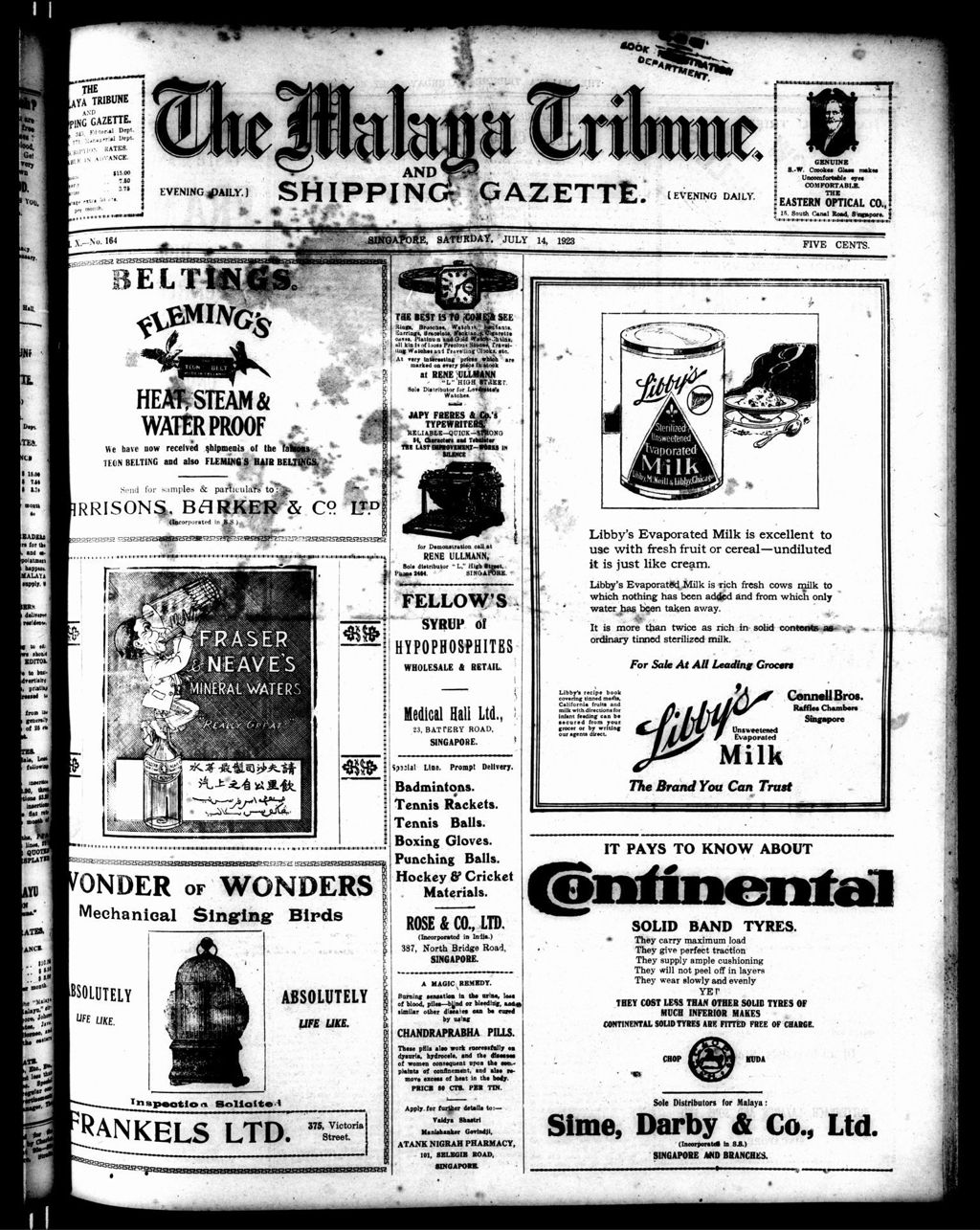 Miniature of Malaya Tribune 14 July 1923