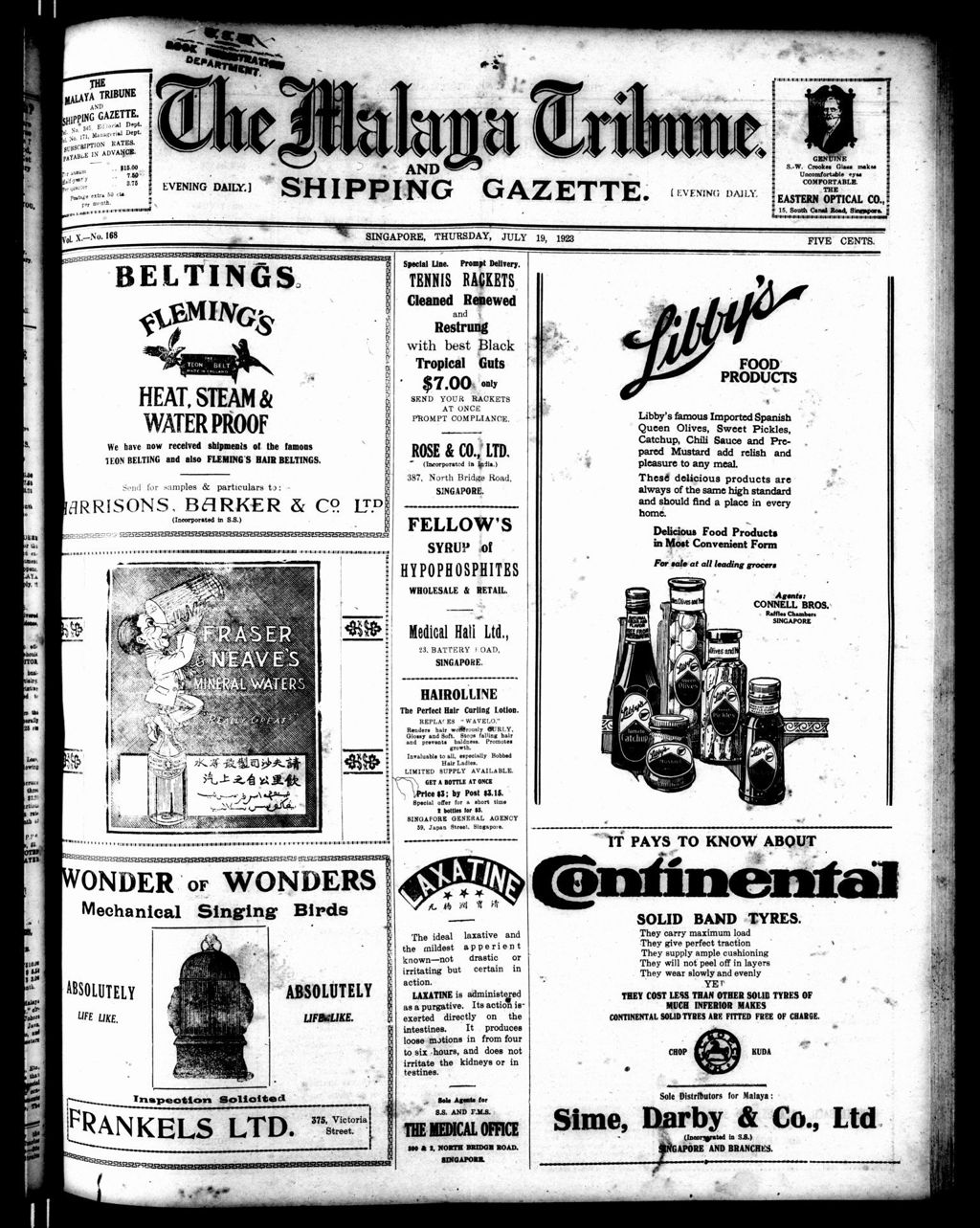 Miniature of Malaya Tribune 19 July 1923