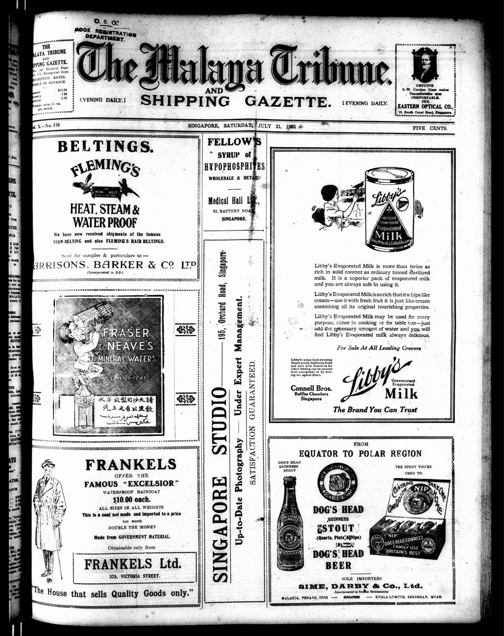 Miniature of Malaya Tribune 21 July 1923