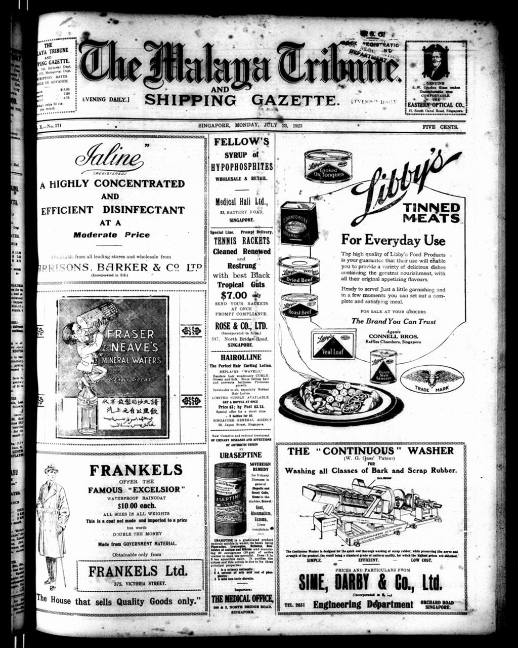 Miniature of Malaya Tribune 23 July 1923