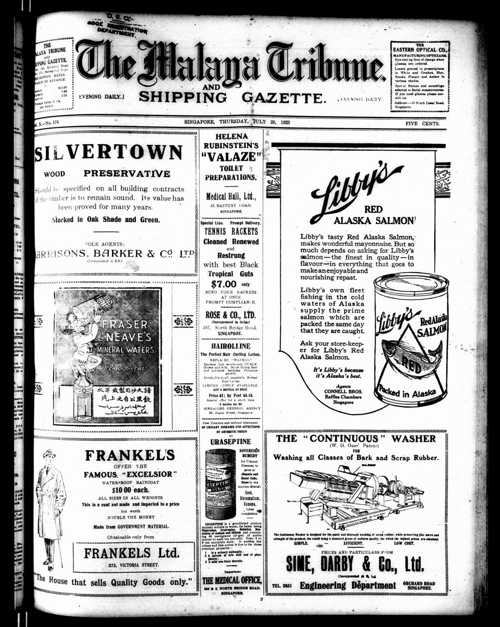 Miniature of Malaya Tribune 26 July 1923