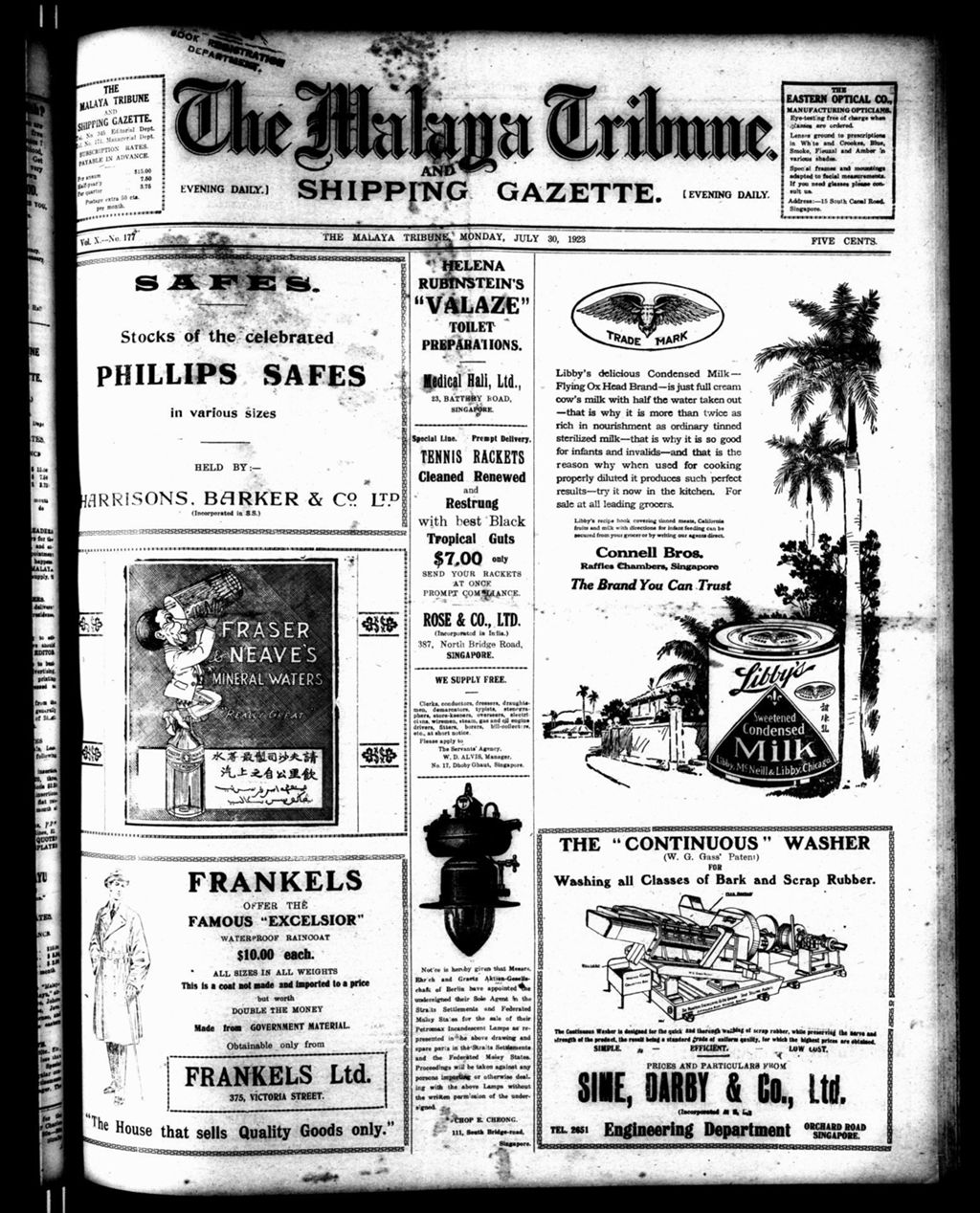 Miniature of Malaya Tribune 30 July 1923