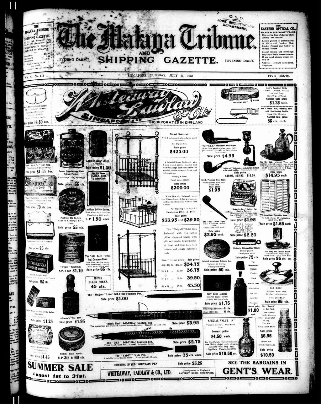 Miniature of Malaya Tribune 31 July 1923