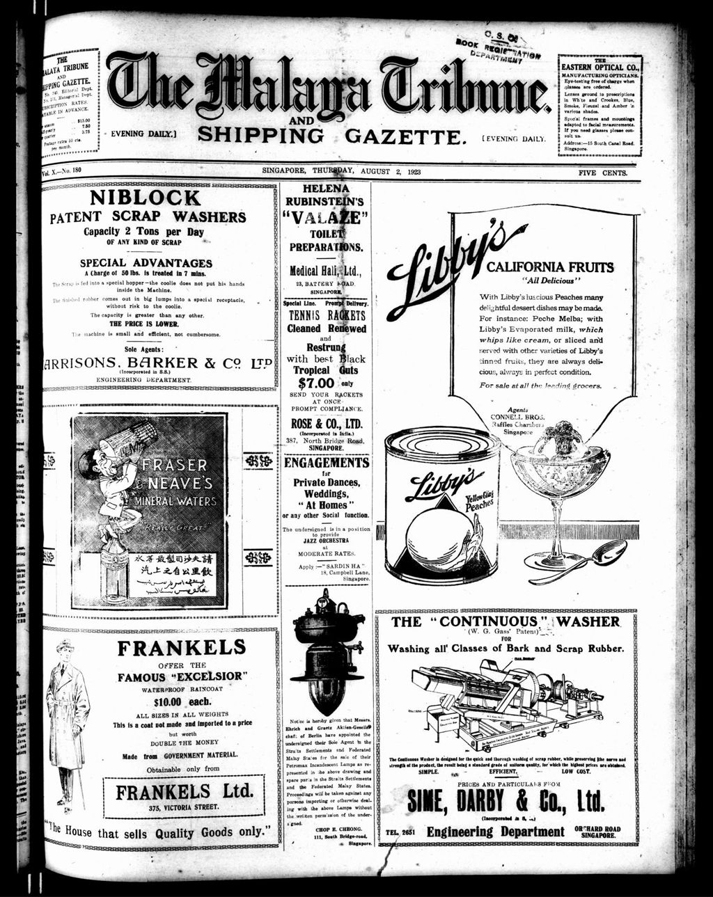 Miniature of Malaya Tribune 02 August 1923