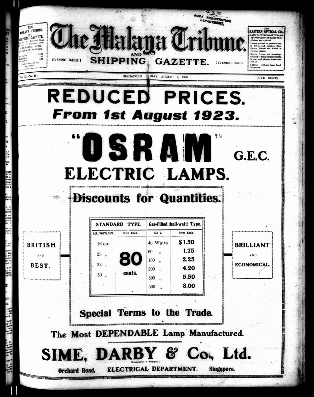 Miniature of Malaya Tribune 03 August 1923