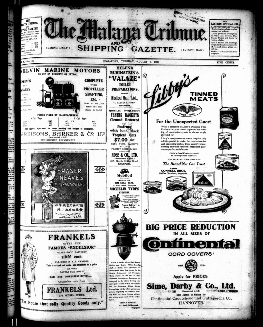 Miniature of Malaya Tribune 07 August 1923