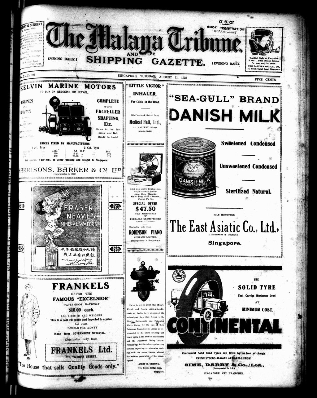 Miniature of Malaya Tribune 21 August 1923