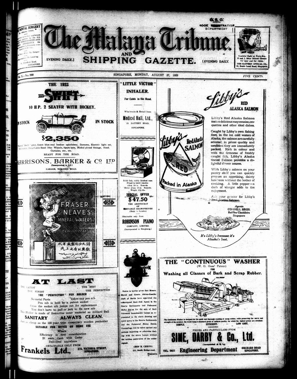 Miniature of Malaya Tribune 27 August 1923