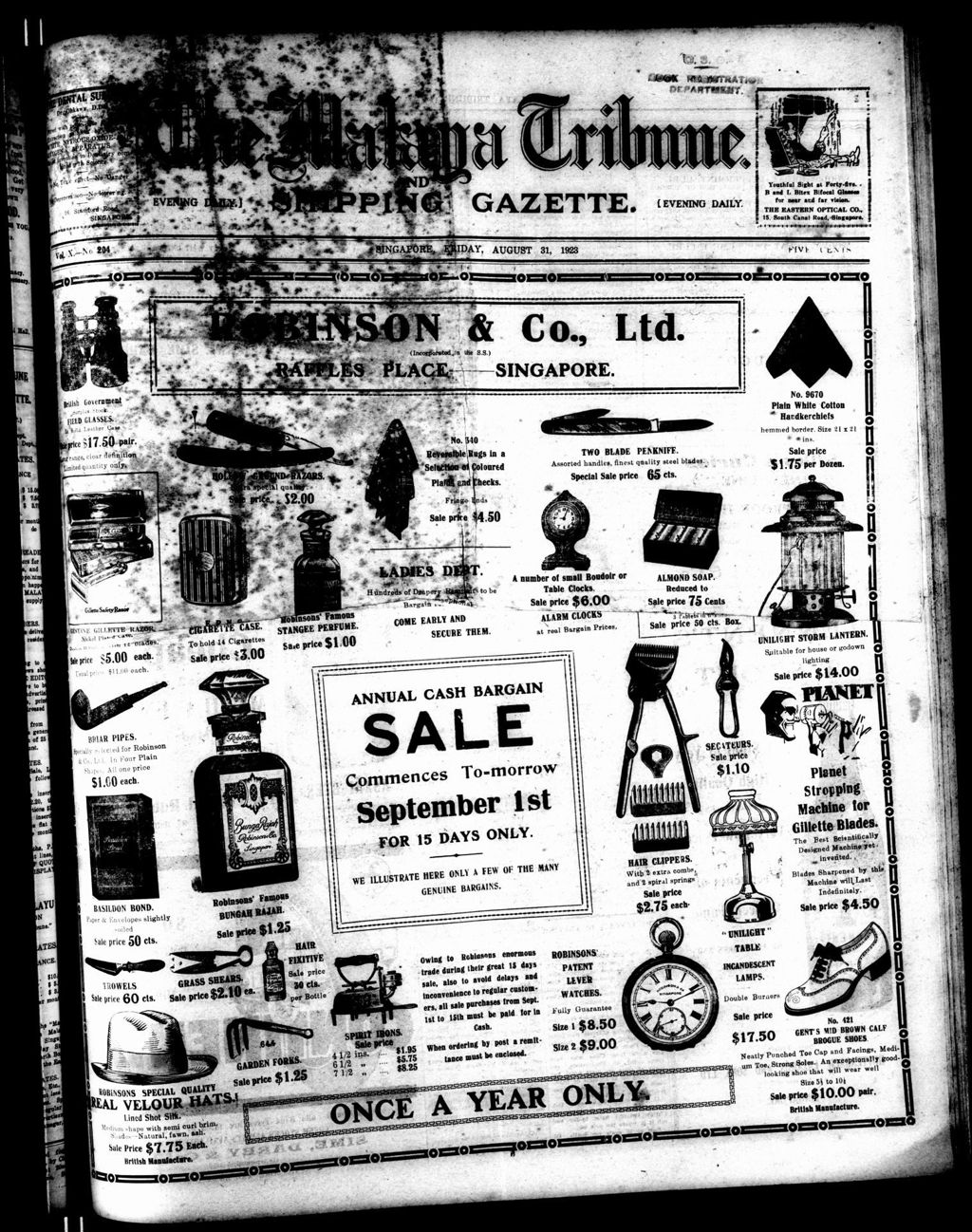 Miniature of Malaya Tribune 31 August 1923