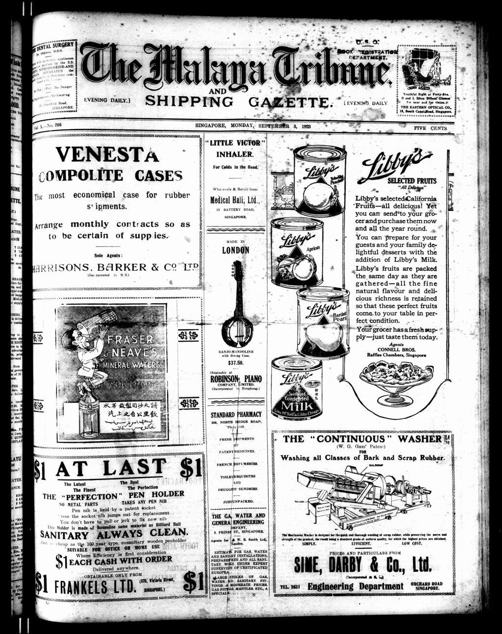 Miniature of Malaya Tribune 03 September 1923