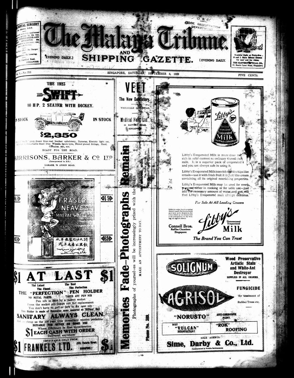 Miniature of Malaya Tribune 08 September 1923