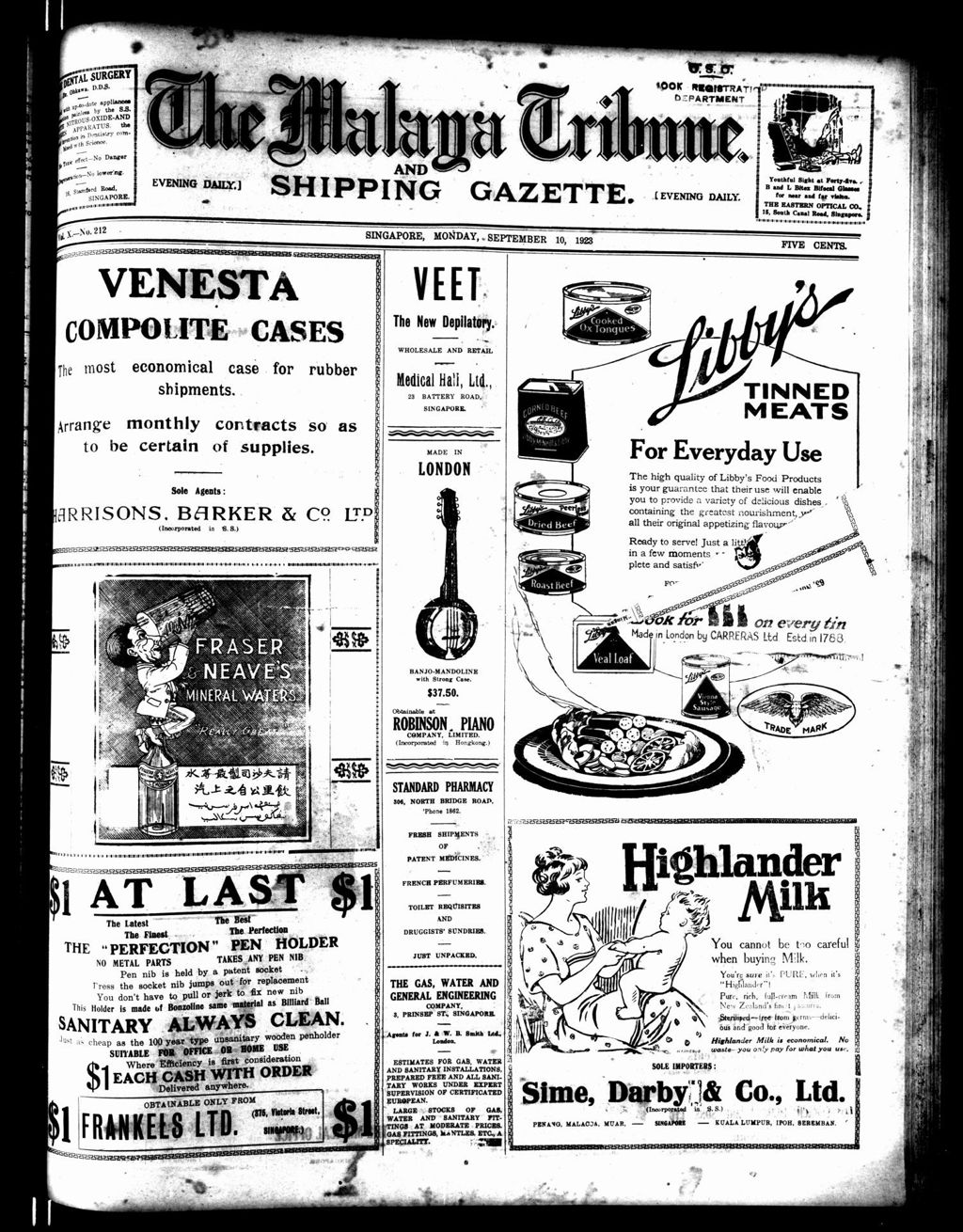 Miniature of Malaya Tribune 10 September 1923