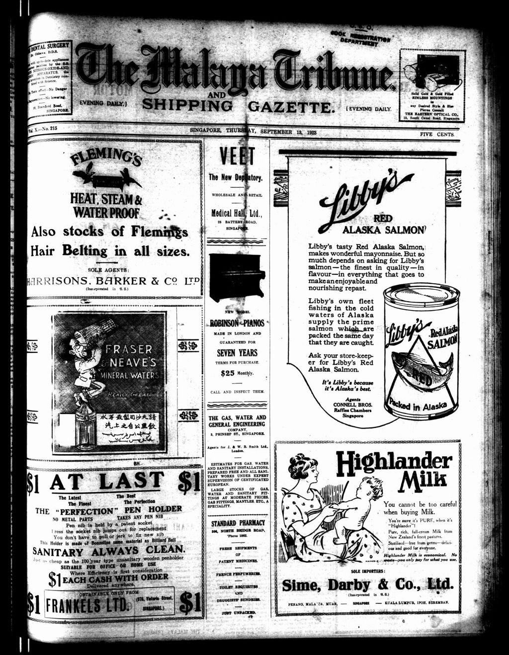 Miniature of Malaya Tribune 13 September 1923