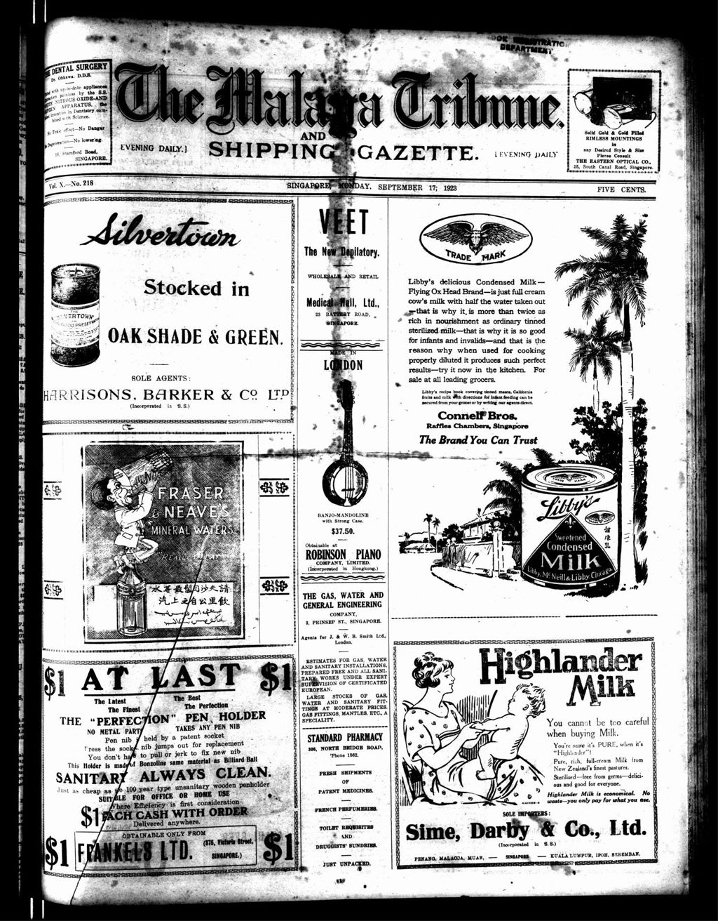 Miniature of Malaya Tribune 17 September 1923