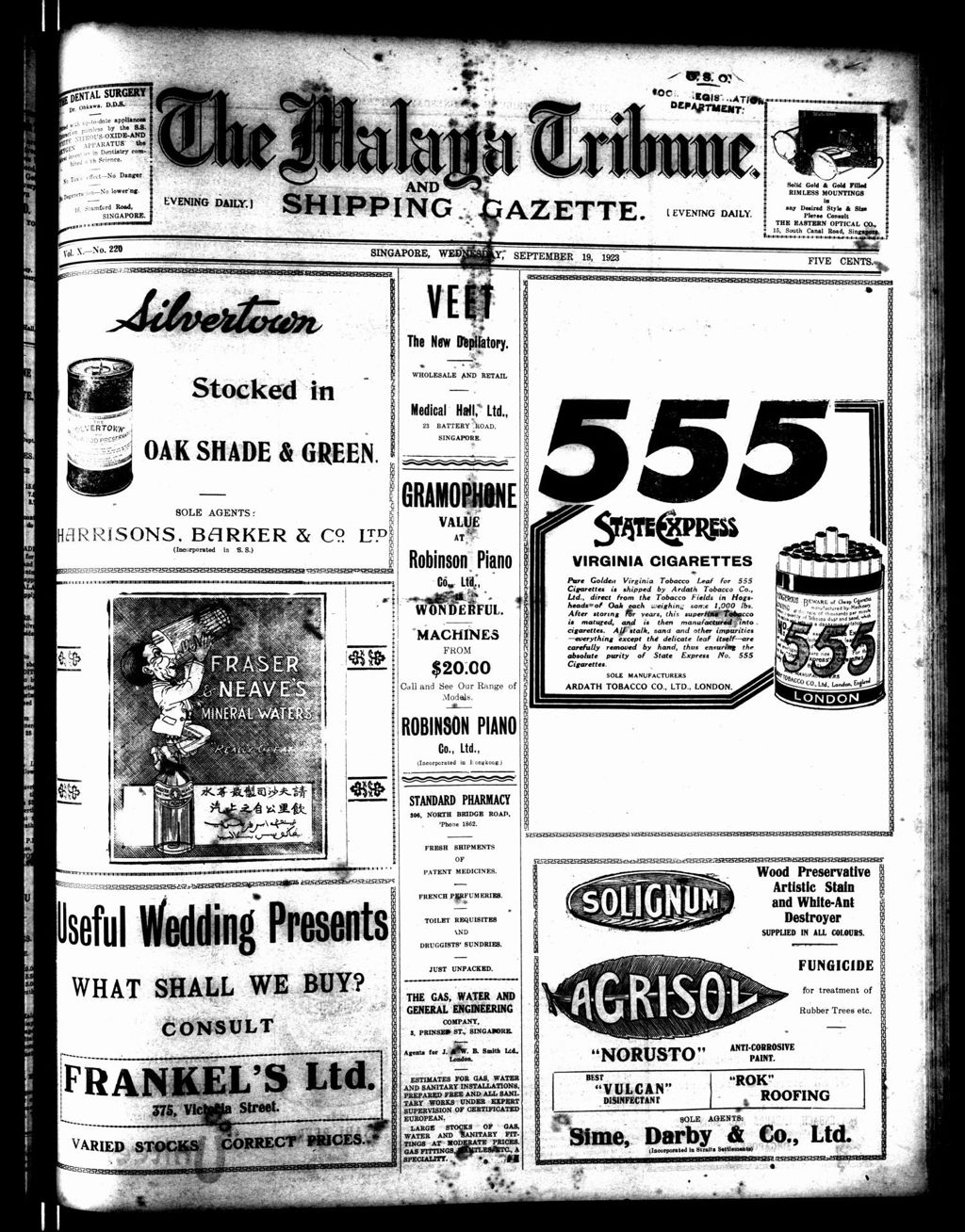 Miniature of Malaya Tribune 19 September 1923