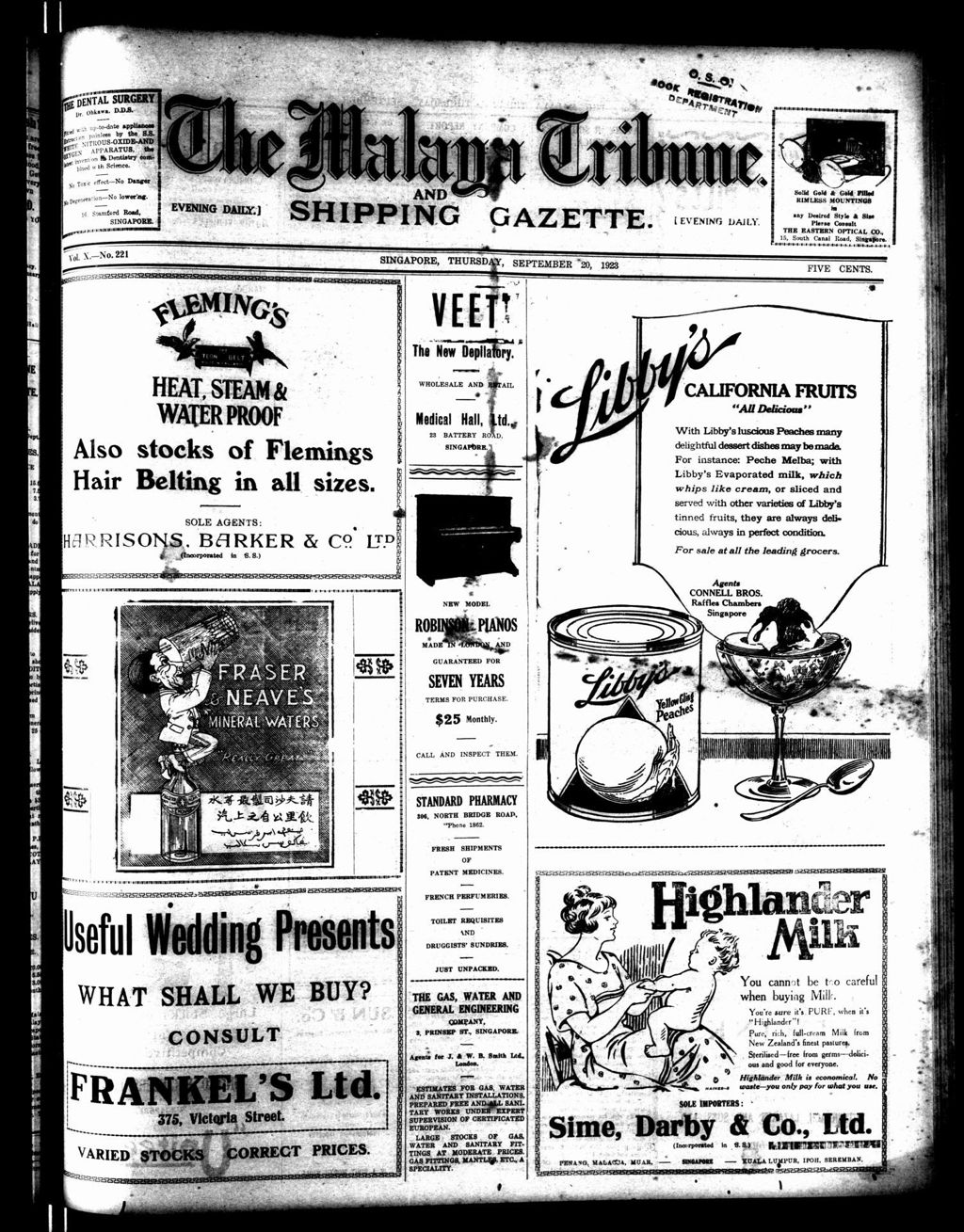 Miniature of Malaya Tribune 20 September 1923