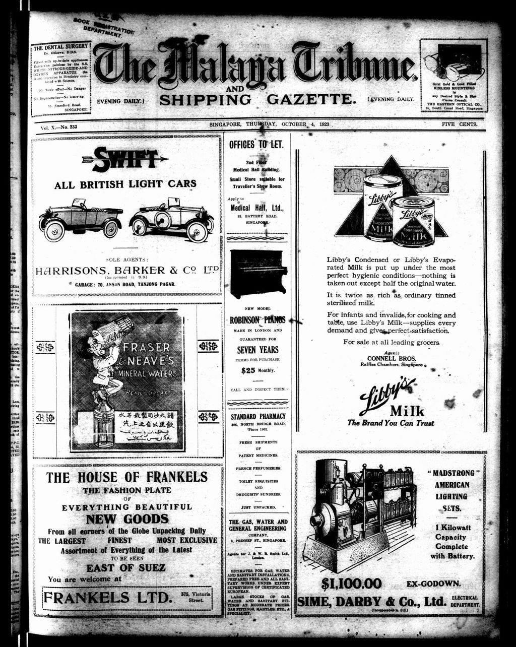 Miniature of Malaya Tribune 04 October 1923