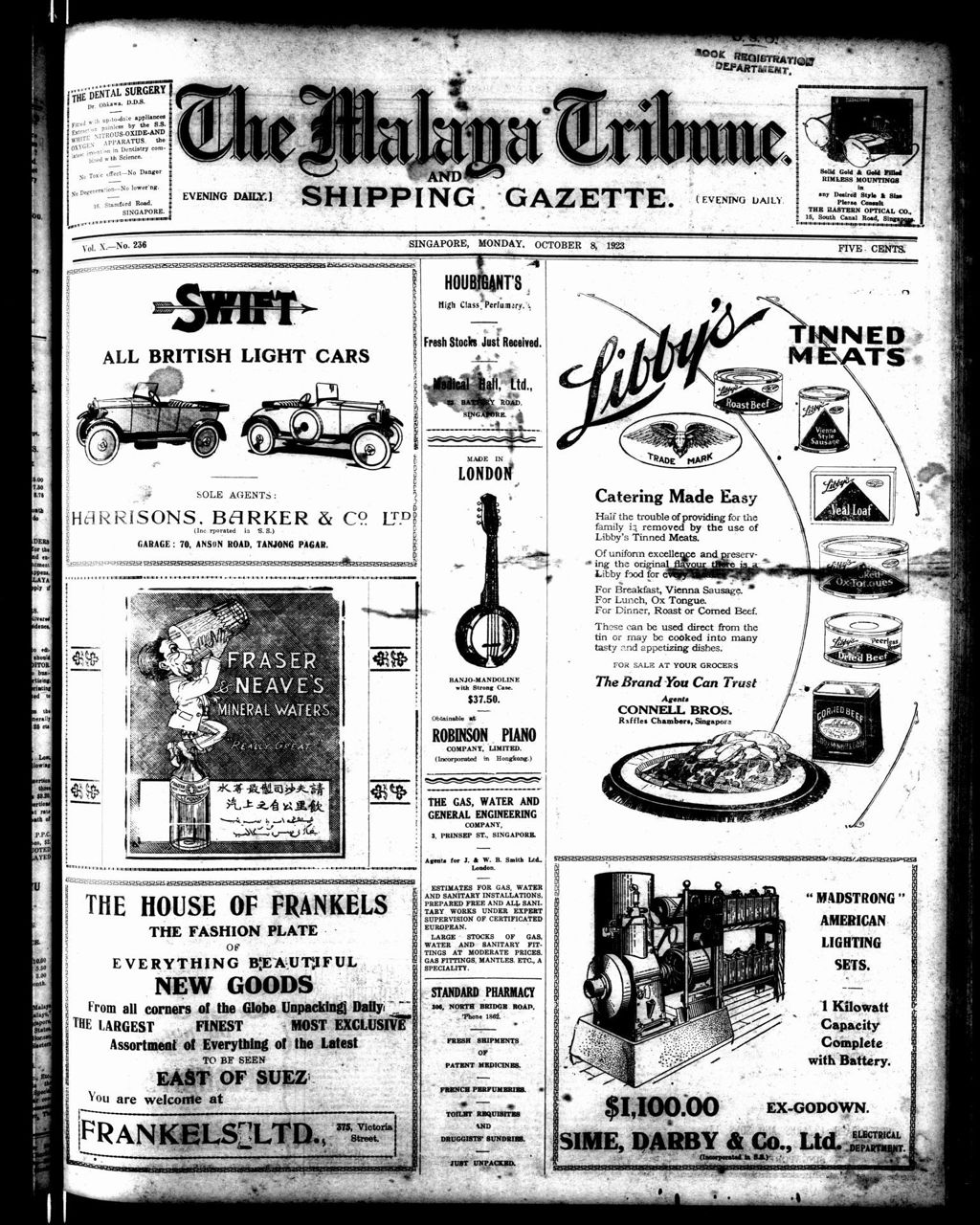 Miniature of Malaya Tribune 08 October 1923