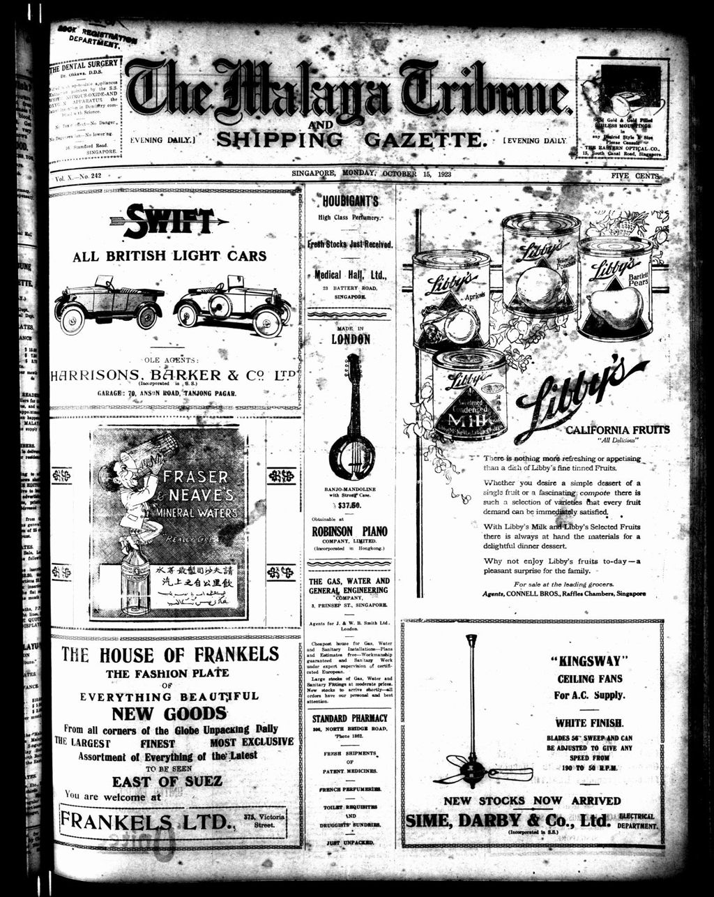 Miniature of Malaya Tribune 15 October 1923