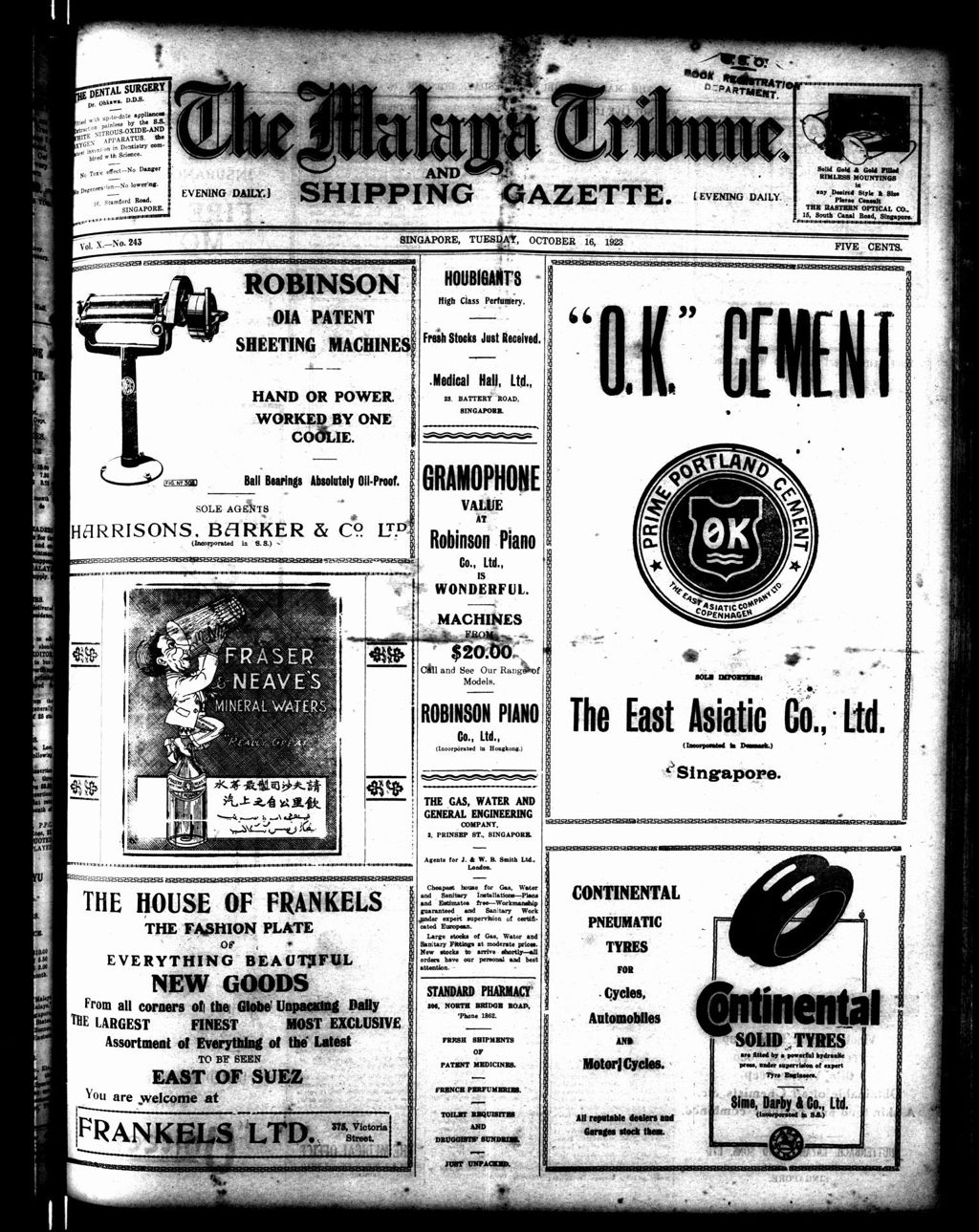 Miniature of Malaya Tribune 16 October 1923