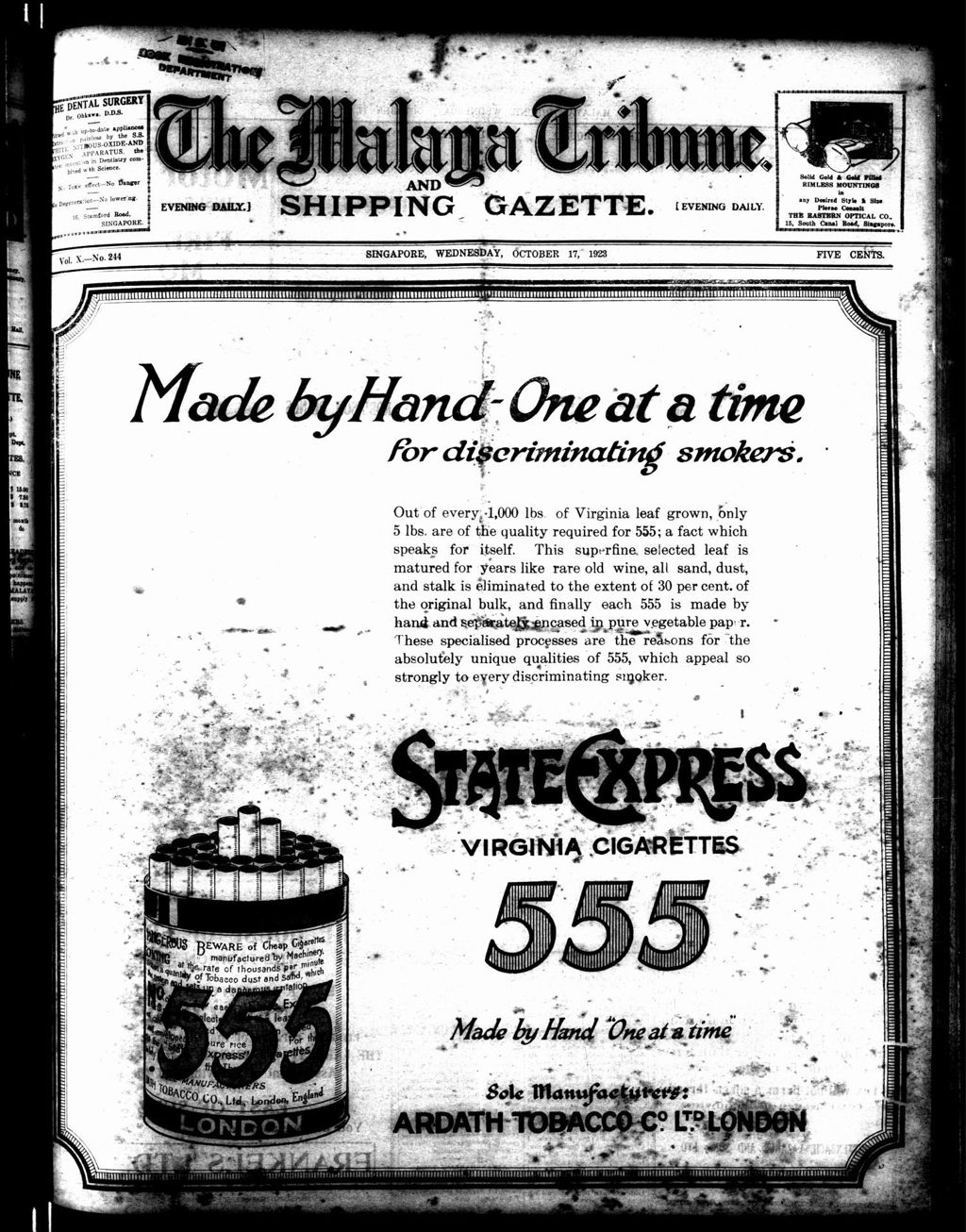 Miniature of Malaya Tribune 17 October 1923