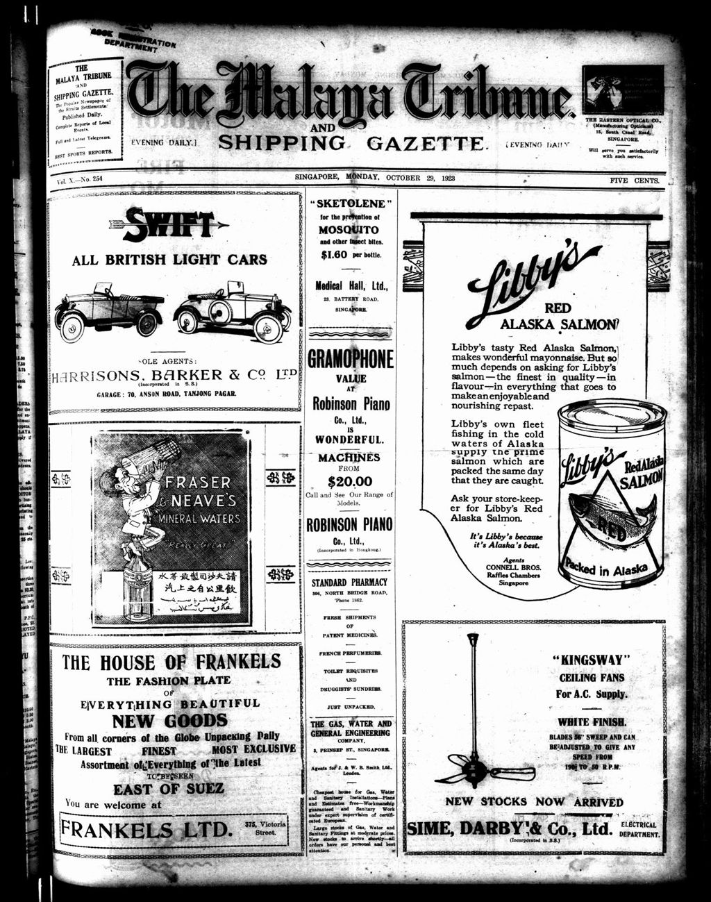 Miniature of Malaya Tribune 29 October 1923