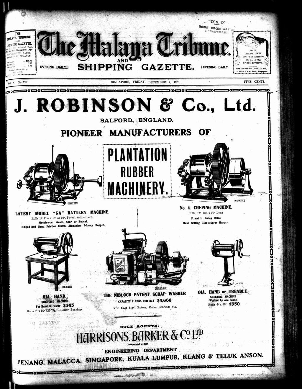 Miniature of Malaya Tribune 07 December 1923