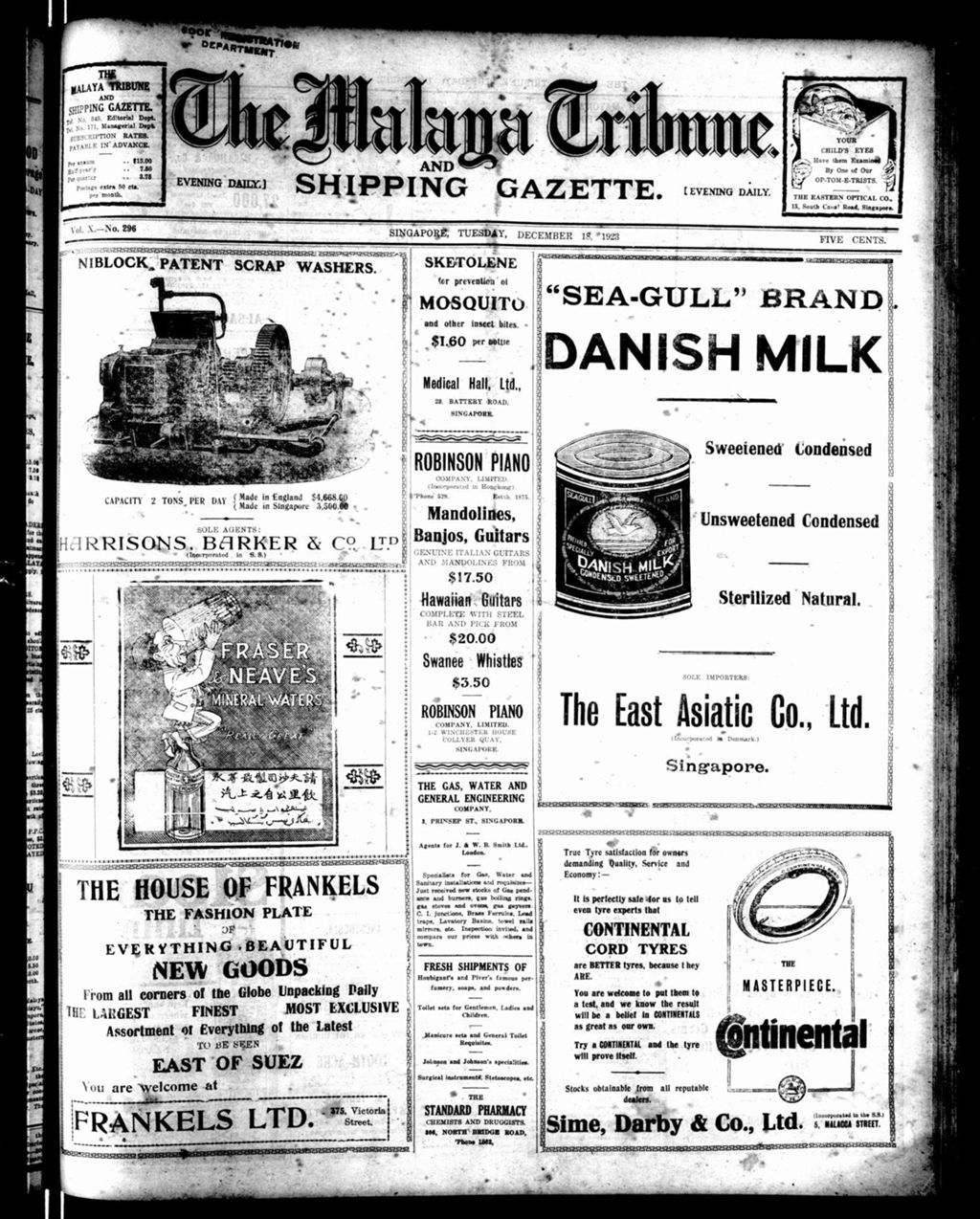 Miniature of Malaya Tribune 18 December 1923