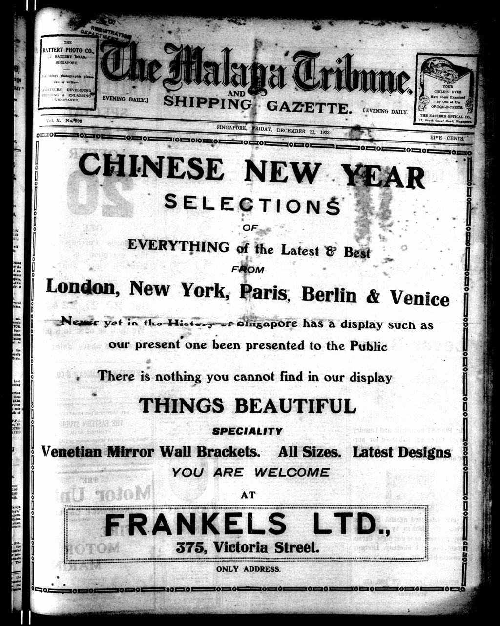 Miniature of Malaya Tribune 21 December 1923