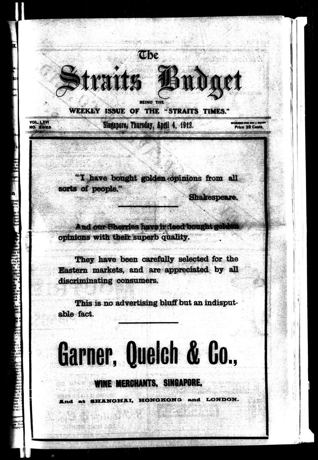 Miniature of Straits Budget 04 April 1912