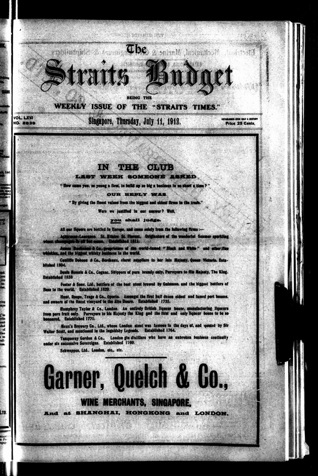 Miniature of Straits Budget 11 July 1912