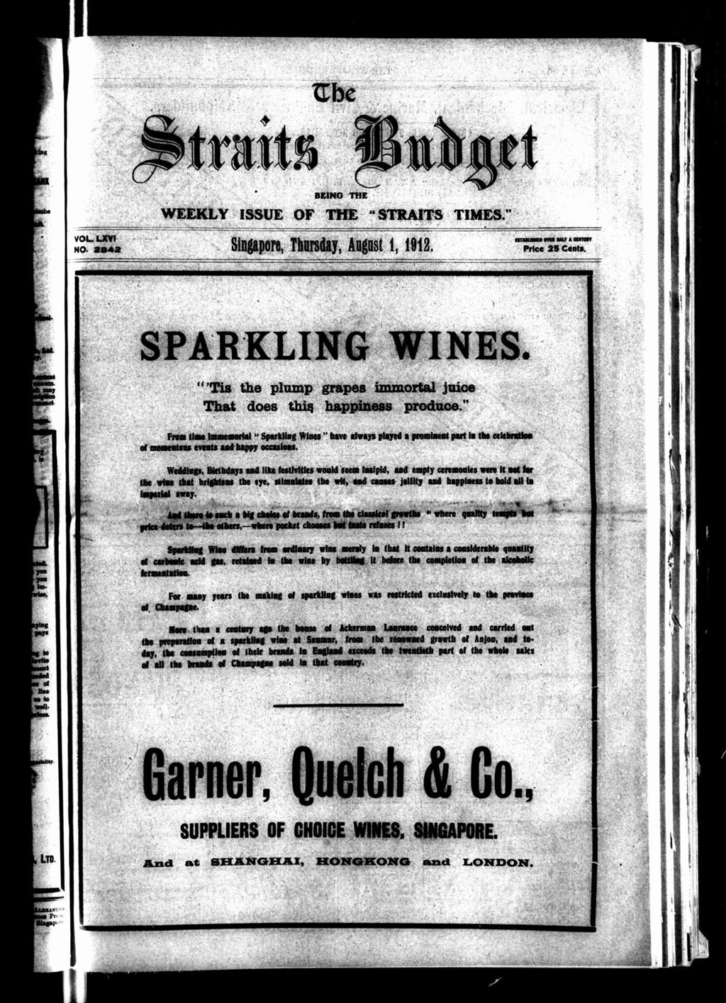 Miniature of Straits Budget 01 August 1912