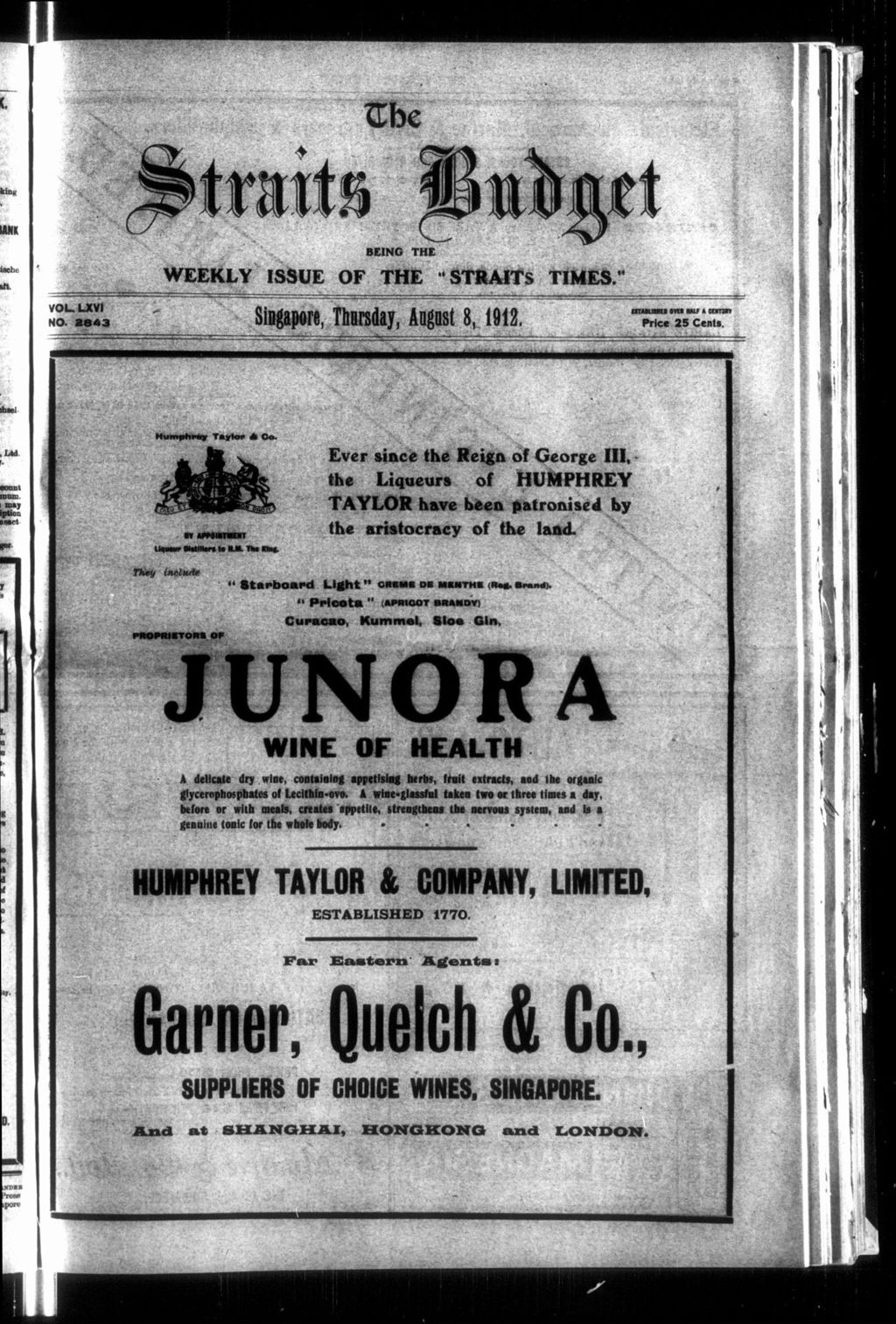 Miniature of Straits Budget 08 August 1912