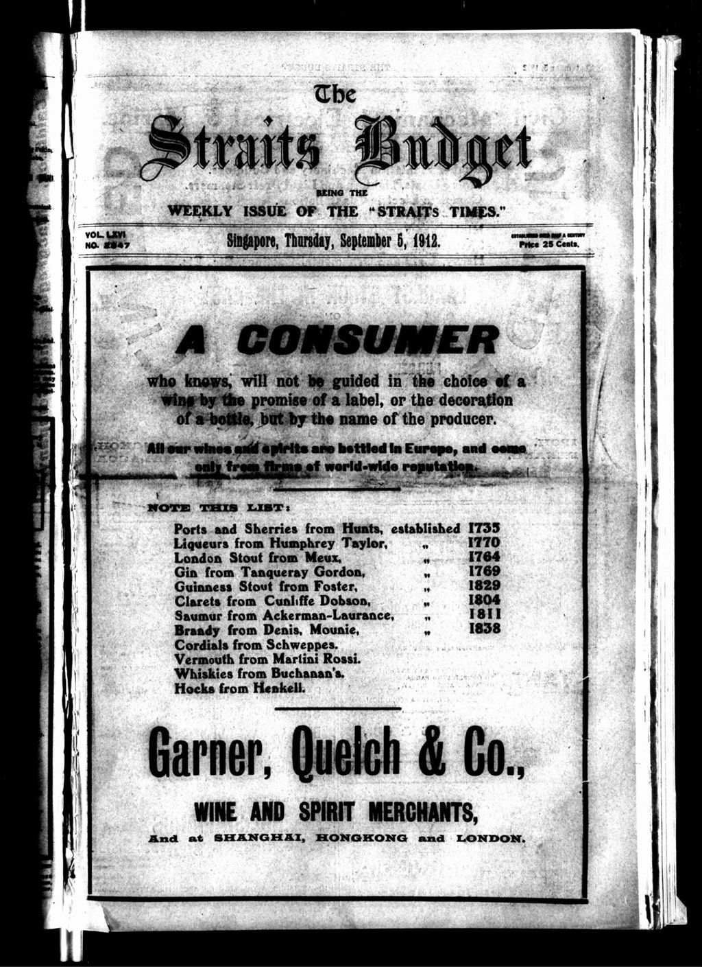 Miniature of Straits Budget 05 September 1912